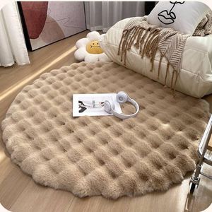 80CM ROOM DECOR PLUSH FLUFFY ROUND RABBIT FUR RUG 