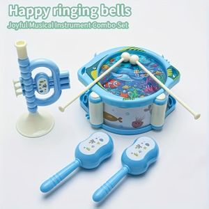 Digabi The Infant and Toddler Musical Instrument Toy Set Includes a Trumpet, Tambourine, and Two Rattles. This Colorful Musical Playset Is Designed for Both Boys and Girls, Making It an Ideal Birthday Gift or Halloween/Christmas Present