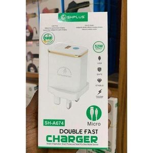 SHPLUS 52W Double Fast Charger and USB to Micro Cable(Android )(Model: SH-A674)