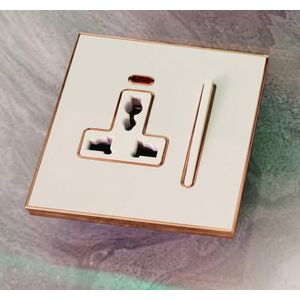 Single Switched Universal Wall Socket with Gold Trim Frame