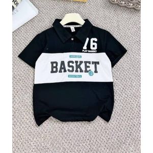 Boys Sporty Colorblock Short-Sleeve Polo Shirt - Black & White