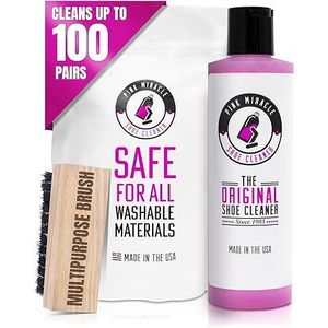 Pink Miracle Shoe Cleaner Kit with Bottle and Brush For Fabric Cleaner For Leather, Whites, Suede and Nubuck Sneakers