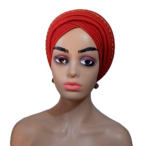 Female Red Raw silk Turban 