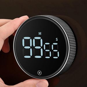 EiFESS Magnetic Digital Kitchen Timer with Silver Textured Frame, Large LED Mirror Touch Countdown Timer 199 Minutes, Loud Alarm Fridge Timer for Cooking Baking Student Study Exam Gym Classroom 