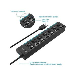 Genera 7 Port USB 2.0 High Speed Power Splitter Switch ON/OFF-