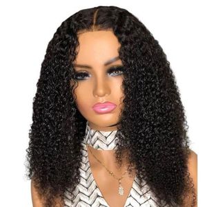 Quality curly hair wig with 2 by 4 closure natural color 14 inches