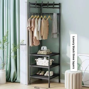 Corner Coat Hat Rack Multifunction Multi-Layer Floor Standing Corner Hanger Detachable Removable Metal Clothing Storage Shelf