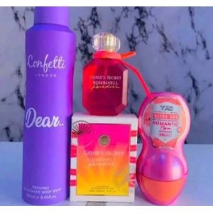 Genie’s Secret BombShell Paradise 25ml And Confetti Dear Body Spray With Tag Roll On