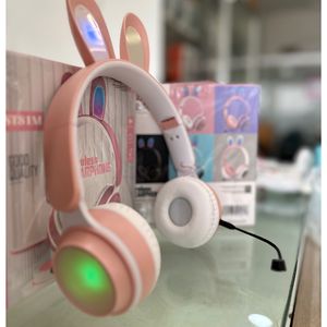 RABBIT EAR FOLDABLE HEADPHONES AND HEADSETS FOR GAMERS,CREATORS(rabbit Ear, Bluetooth Headphones Wireless Music Colorful LED Light Gaming Headset, Gifts,girls,kid)