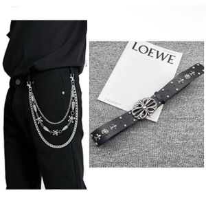 1 PCS Gothic punk black belt leather belt unisex STUDDED Y2K Belt with jeans chains 