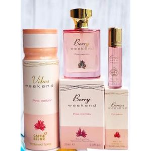 Fragrance Combo Gift Set Perfume of 3 in 1 of  Berries Weekend Pink Edition of Body Spray, Mini EDP 25ml and Oil Perdume