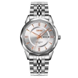 Skmei Elegant intelligent Men's Wristwatch Analogue Digital Quartz with stainless steel Men watches for Business Shock G Men Outdoor Watch Strap Quartz Analog Wristwatch - SILVER