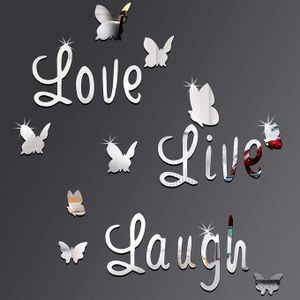 Live Love Laugh Butterfly Wall Sticker – Inspirational Wall Decal for Bedroom & Home Decor 