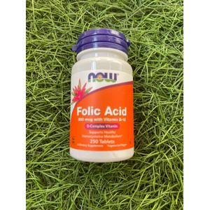 Now Folik Acid 800mcg with Vitamin B-12 – B-Complex Vitamin – Supports Healthy Homocysteine Metabolism – 250 Tablets