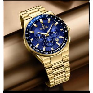 REWARD Extra Powerful & Super Authentic Non Fading Original Quality Men's Chronograph Chain Wristwatch (Comes With Carrier Bag/Manual/Warranty)