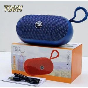 T&G TG691 Blue Tooth Speaker Outdoor Portable Card FM Radio BT TWS Fabric Heavy Subwoofer Small Sound Wireless Speaker BLUE