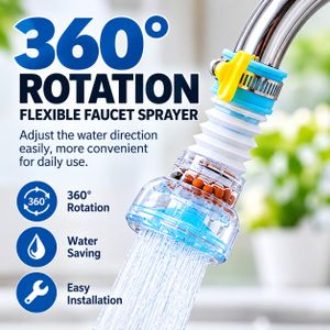 Dou-color Kitchen Faucet Sprayer, 360° Rotating Extendable Faucet Filter with 2 Spray Modes, Splash-Free Water Saving Design, Easy Installation