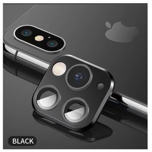 For IPhone X XS XSmax Seconds Change 11 PRO MAX Newest Metal Aluminum Camera Lens Case Sticker Full Camera Protective Cover(#Black)