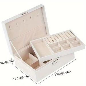 Pu Large Capacity Jewelry Storage Box With Lock