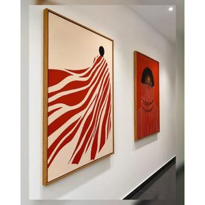 Home Decorators Collection Red & Cream Abstract African Canvas Wall Art – 2 Set Floating Frame