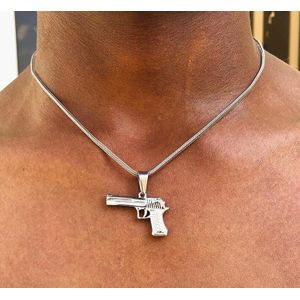 Steel Chain With Gun Pendant