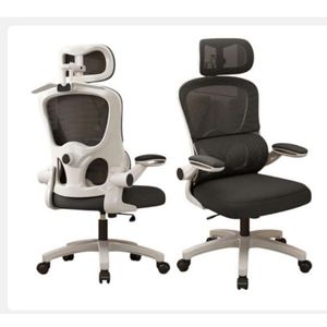 Ergonomic home and office chair with flip armrest and lumber support