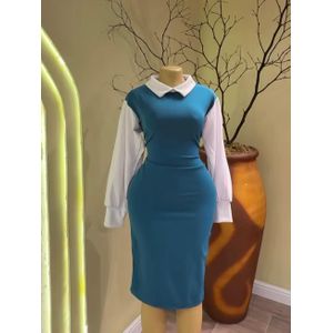 Fayrouz Blue sew-in white office dress