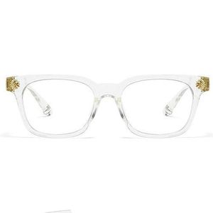 ONIBENZ Signature Cross-Emblem Unisex Photochromic Glasses – Anti-Blue Light Transition Eyewear - Transparent/Gold