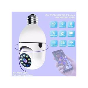 3MP PTZ Wifi IP Mini Camera E27 Bulb Security Surveillance Smart Home Monitoring CCTV LED IR Light