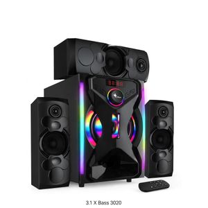 High Quality 3.1 X Bass 3020 High Power Home Theatre System - 3.1 Channel Speaker with Colorful RGB LED Lights - Bluetooth, USB, SD Card, FM Radio, AUX - Remote Control Included