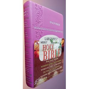 Holy Bible KJV Large Print Merit Personal Reference Edition,Thumb index Pink Leather Color