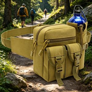Outdoor sports running waist pack, water bottle waist pack, waterproof phone bag, hiking and cycling waist pack for men - green