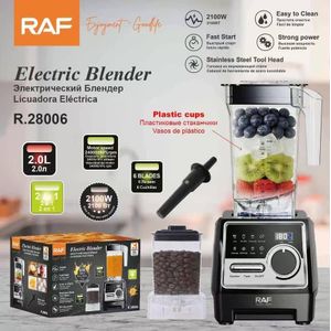 RAF Electric Blender R.28006 – 2.0L Capacity, 2100W Power, 24000 RPM High-Speed Motor, 6 Stainless Steel Blades, 2-in-1 Design