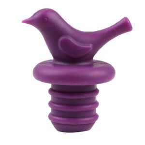 Silicone Wine Bottle Stopper Pourer - (White with Pink, Purple