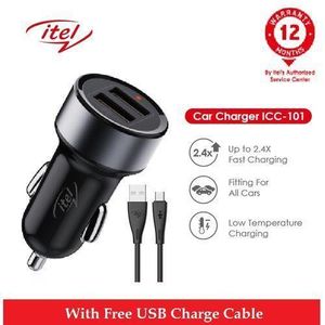 itel 15.5W Dual Output Fast Car Charger Kit With Cable