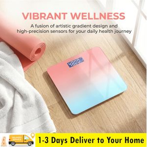 INTELLIGENT INSIGHT Digital Body Weight Scale, High Precision 0.01kg Scale, USB Rechargeable with LED Display, Tempered Glass Platform, 180kg Capacity, Auto On/Off for Home Use