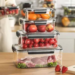 stackable set of clear acrylic food storage containers