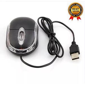 Ergonomic Black Mini Optical Wired Mouse With LED Lighting - USB 2.0 Compatible, High Precision 1000 DPI For Gaming & Office Use