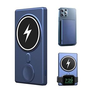 3 In 1 Magnetic Wireless Charging Power Bank, 5,000mAh Mag-Safe Battery Pack With USB-C Cable, Design For IPhone 14/14 Plus/13 Pro Max/13 Mini/12//12 Pro Max,ETC For Airpods, And Iwatch