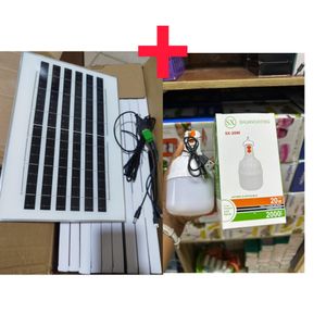 Sx Shuangxiong 2-in-1 Solar Power Combo: 9W 6V Portable Solar Panel Charger + 20W Rechargeable LED Bulb (2000mAh Battery & Multi-Head Phone Cable)