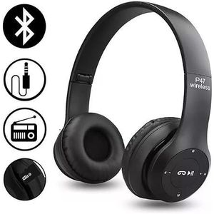 p47 Wireless Bluetooth Headphone Earphone- Black