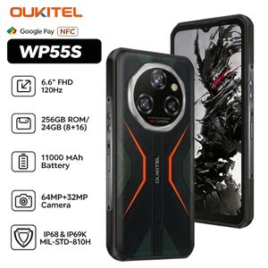 OUKITEL WP55S Rugged Smartphones 256GB/8GB, 6.6" FHD+120Hz, 11000mAh Battery, 64MP AI Camera,IP68/IP69K Waterproof Rugged Phones,MTK G100 Process,Android 15 Phones,33W Fast Charging, Outdoor Dustproof Phone,Bluetooth 5.2, 4G Dual SIM,NFC/GPS/OTG/Face ID