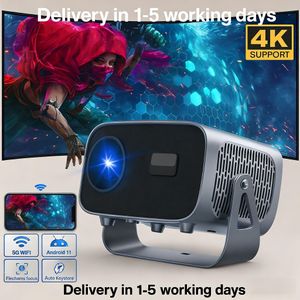 A10 Brand Projector, 4K Home ultra clear 3D projector With Android Built-in Software FHD 360° Projector Support Electronic Focus Automatic Keystone Correction Video Multi-Port For IOS HDTV