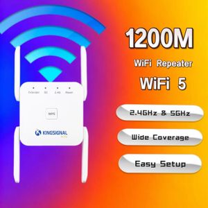 KINGSIGNAL AC1200 WiFi 5 Repeater WiFi Extender WiFi Network Amplifier Long Range Signal for Home Small Office