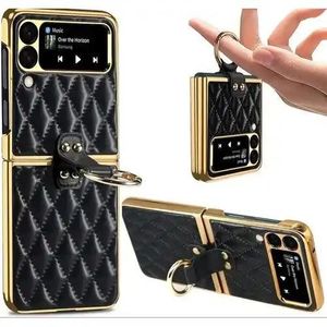 Samsung galaxy Z flip 3/ flip 4 Leather bubble Case with ring holder