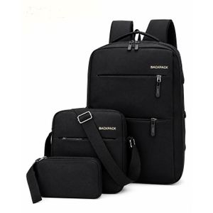 3-in-1 Anti-Theft Backpack Set - Laptop Bag + Crossbody Pouch + Wallet for Students & Travel, Water-Resistant Black