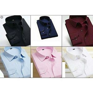 Six Pairs Men's Formal Plain Long Sleeve Shirts Black/navy Blue/wine/sky Blue/pink/white