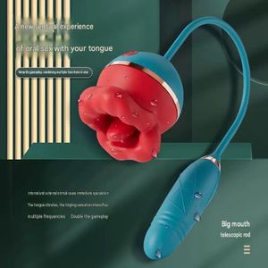 Automatic Tongue Licking Male Oral Masturbator Cup with Telescopic Rod & Multi-Frequency Vibrations - Realistic Big Lips Oral Simulator, Glans Massager & Penis Trainer - USB Rechargeable
