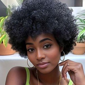 Short Curly Pixie Wigs For Women Black 150% Density Afro Curly Wigss 6inch Natural