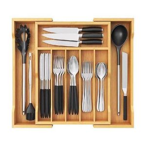 Bamboo Wooden New Kitchen Office Drawer Store Expandable Cutlery Tray Organiser